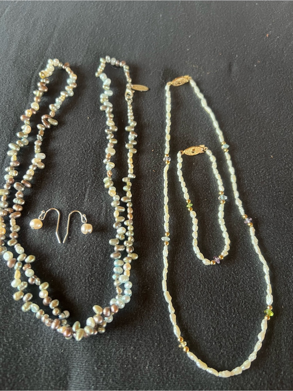 Cultured Pearl 4 Piece Set, Talbots Necklace, Earrings, Necklace\Bracelet,excell